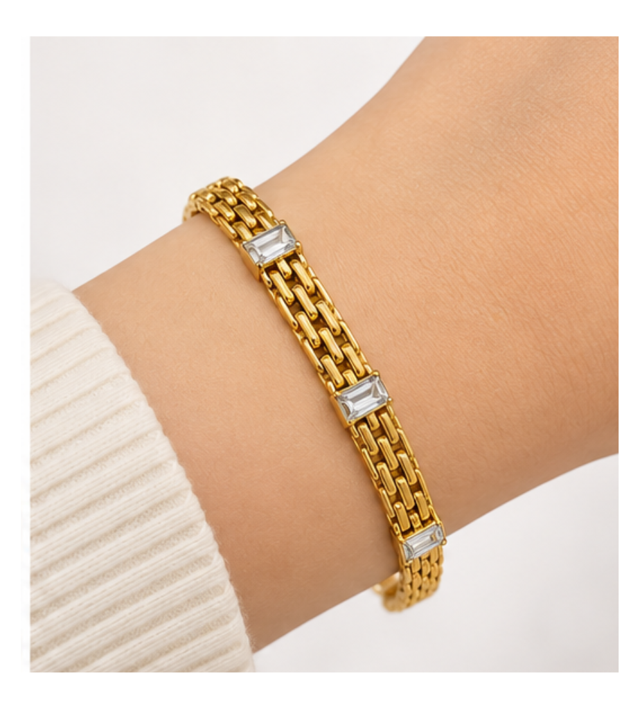 Clover & Beaded Gold Bracelet Set – Set of 2 Gold platted