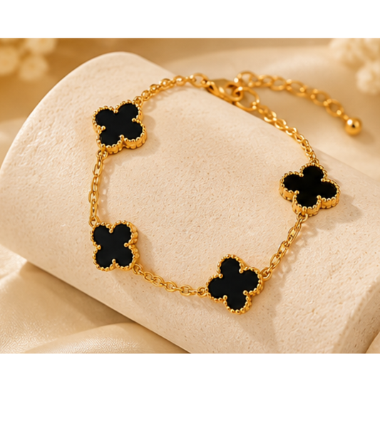 Black Clover Charm Bracelet – Gold Tone