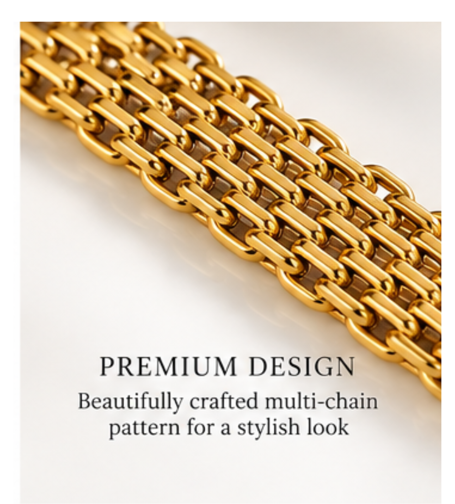 Gold Multi-Layer Chain Bracelet – Tarnish-Free Stainless Steel