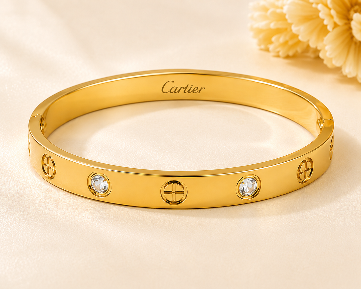Cartier & Black Clover Bracelet Set – Set of 2 Gold Plated