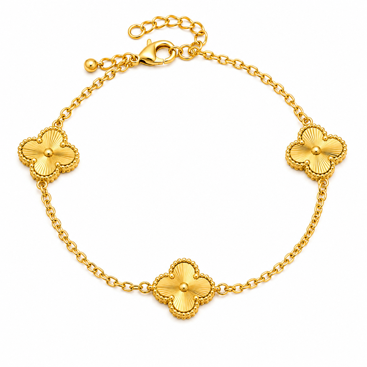 Elegant Clover Charm Gold-Plated Bracelet – Stainless Steel, Tarnish Resistant