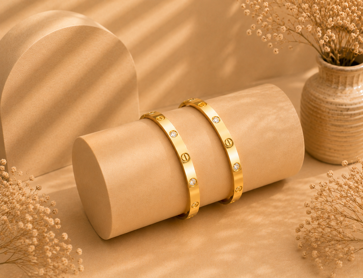 Cartier Bracelet Set of 2 – Gold Plated
