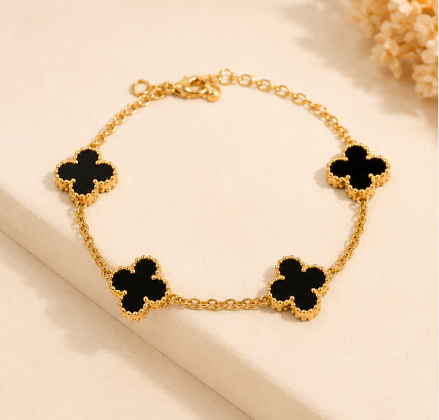 Cartier & Black Clover Bracelet Set – Set of 2 Gold Plated